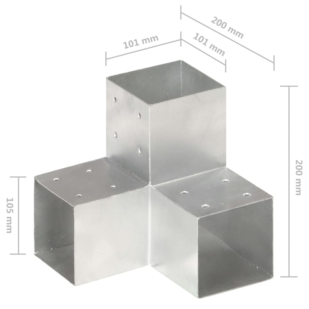 vidaXL 4x Conectores de Postes en Y Soporte Jardín Patio al Aire Libre Estacas Exterior Valla Cerca Separador Metal Galvanizado 101x101mm