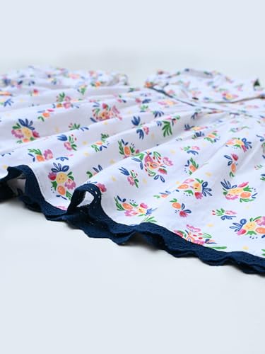 Image of mini mama by Bella Moda Front Button Half Sleeve Printed Dress (White, 3-6M)