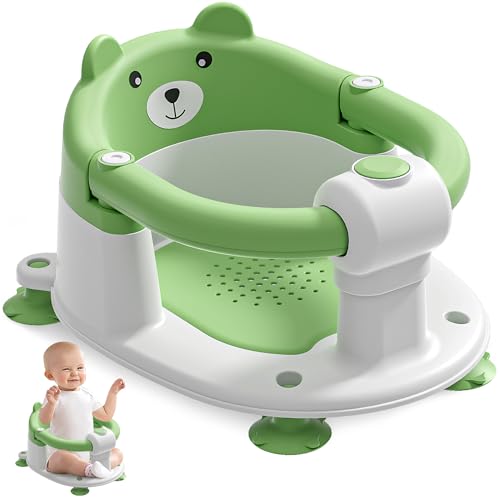 Image of Baby Bath Seat for Babies 6 Months & up, Non-Slip Toddler Bath Seats for Babies Sitting Up, Safe Infant & Newborn Bathtub Chair with 4 Suction Cups & Soft Cushion for Shower,Gray