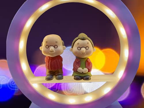 Image of AUGEN Plastic Led Light Old Couple Idol Statue Showpiece for Home Decor Decoration and Gifting (1 Piece, 9937C)