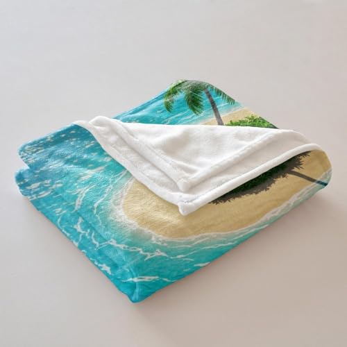 Couverture île tropicale haut de gamme 200x200 cm en flanelle douce - 5