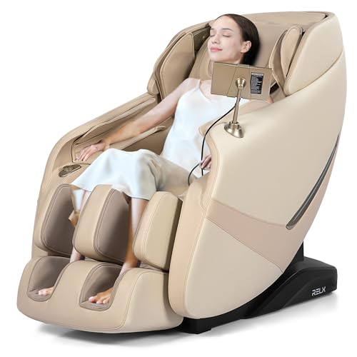 RELX 2026 Massage Chair Full Body, Zero Gravity Airbag Shiatsu Massage Chair with SL-Track, Heating, AI Control, Body Scan, 13 Modes, Foot Rollers, and Deep Yoga Stretch (Beige)
