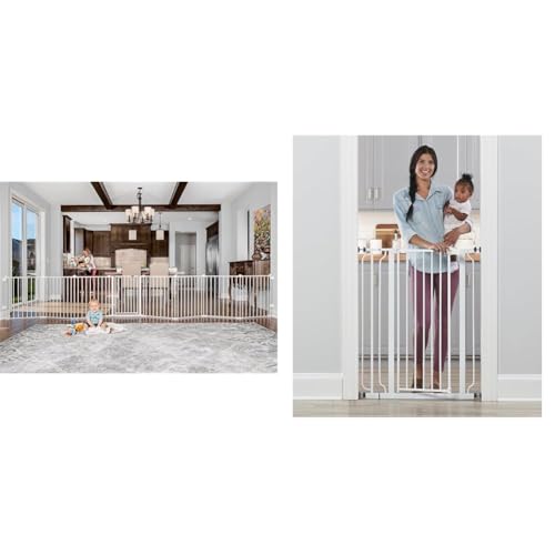 Image of Regalo 192-Inch Super Wide Adjustable Baby Gate and Play Yard, 4-in-1, Bonus Kit, 4 Count (Pack of 1 & Easy Step 36" Extra Tall Walk Thru Baby Gate, Includes 4-Inch Extension Kit, 4 Pack