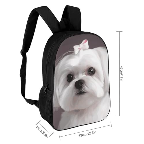 Lovely Maltese Dog Bookbag - Ultra Lightweight Portable Backpack Work Travel Backpack for Men Women Fits 16 Inch Notebook2