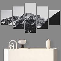 SIGNWIN 5 Panel Canvas Wall Art Monochromatic Mountains for Home Decorations Ready to Hang - 60