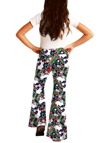 Image of Deerose Girls Halloween Hippie Bell Bottom Pants High Waist Flare Pants 5-14 Years