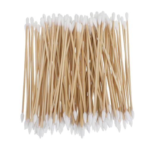 HAMPPLIES 400 Stück Wattestäbchen mit Spitzen und Runden Baumwollspitzen Sanft zur Haut für Make Up und Elektronikreinigung