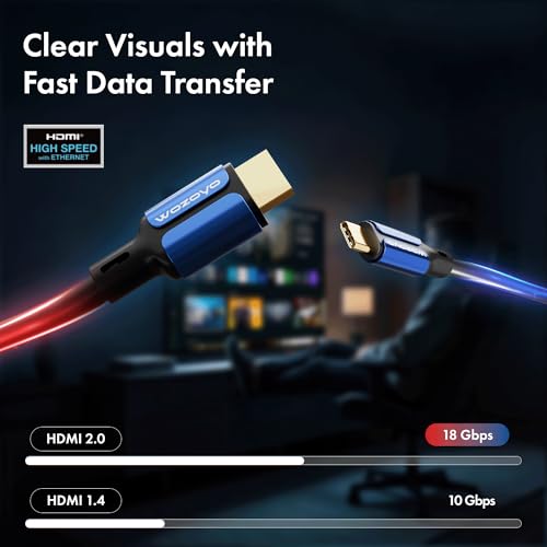 Image of Type-C to HDMI 2.0 Cable, 4K@60Hz Ultra HD, 2 Meters,18Gbps High-Speed Transfer, Pure Copper & 24K Gold-Plated Male to Male Connectors, Compatible with TV, Laptop, Type-C Smartphone, Projector