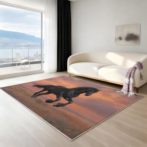 Tapis de qualité supérieure motif cheval coucher de soleil - 4