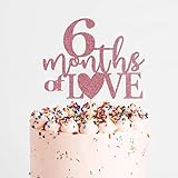 6 Months of Love Cake Topper - Rose Red Glitter 1/2 Birthday Baby Shower Party Decorations, First...