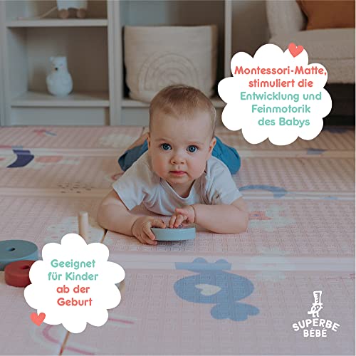 Baby Speelmat 160x180x1cm XXL Omkeerbare Foam Vloermat - Baby Speeltapijt - Zintuiglijke Ontwikkeling Speelkleed Cadeau Schatje (C) - Afbeelding 6