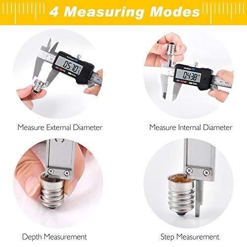 Digital Caliper, Adoric Electronic Digital Caliper Stainless Steel Body with Large LCD Screen | 0-6 Inches | Millimeter/Inch/Conversion - Thumbnail 6