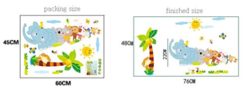 Decals-Design-Jungle-Cartoon-Cute-Animals-Wall-Sticker-PVC-Vinyl-60-cm-x-90-cm-Multicolour
