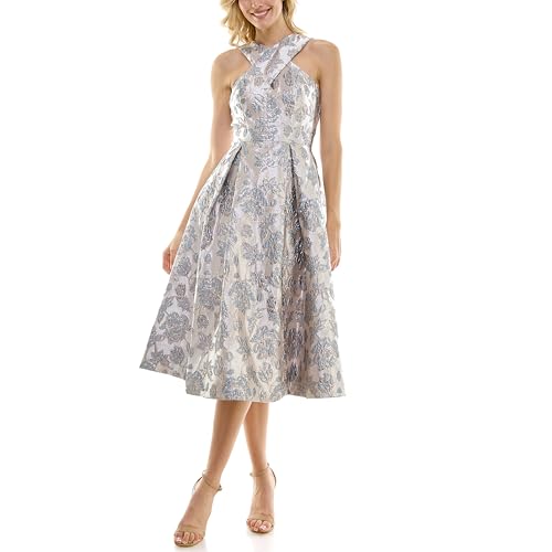 Women's Brocade Jacquard Halter Midi Dress