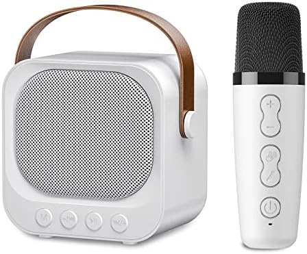 Sunkyn Karaoke Machine with Wireless Microphones for Kids Adults,Portable Handheld Bluetooth Karaoke Toys for Girls and Boys Gifts Home Party Birthday (White)