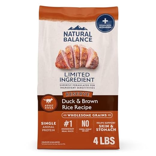 Natural Balance Limited Ingredient Adult Dry Dog Food with Healthy Grains, Reserve Duck & Brown Rice Recipe, 4 Pound (Pack of 1)