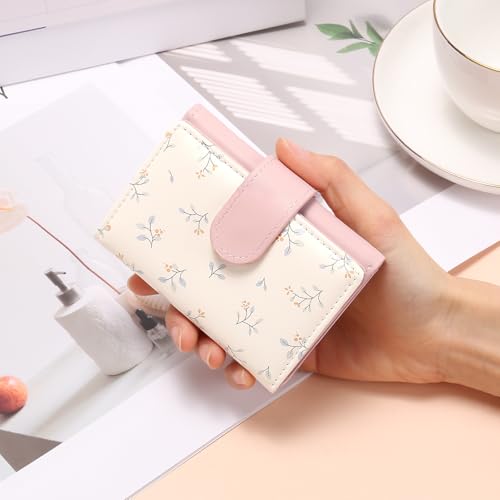 Image of RNIEGA Small Wallets for Women Trifold Vegan Leather Wallet RFID Blocking Card Holders with ID Window