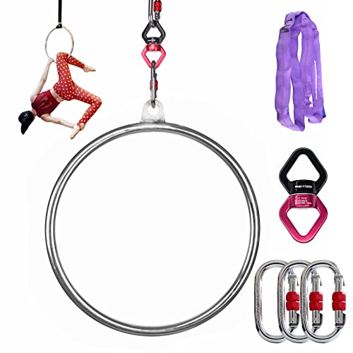 PRIOR FITNESS Aerial Set de 45 cm Individual Aerial Hoop Yoga Anillos Circo Aire Equipo de Yoga Hoop Acero Inoxidable Aerial Anillo Set