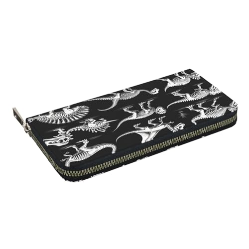PU Leather Wallet for Women - Hand Long Wallets Holds Cards, Cash, Ladies Purse Organizer with Zipper Coin Pocket for Men Gifts Trave,Dinosaur Mural2