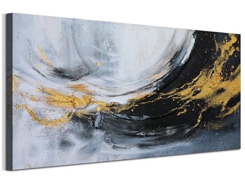 Acocifi Abstract Canvas Wall Art Black and White Golden 50%