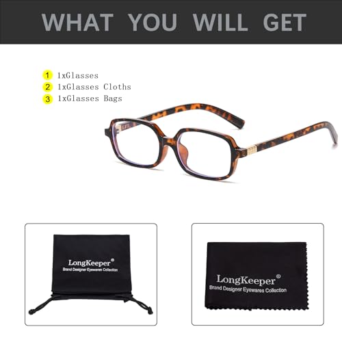Image of Long Keeper Anti Blue Light Glasses Women Retro 90s Rectangle Blue Light Blocking Glasses Narrow Square Anti Glare Glasses