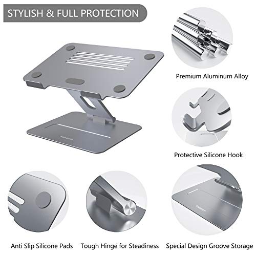 Yanavee Laptop Ständer, Premium Aluminium Laptop Computer Ständer Höhenverstellbar, Ergonomisch Notebook Ständer Kompatibel für alle 10-17" Laptops - Space Grau – Bild 3
