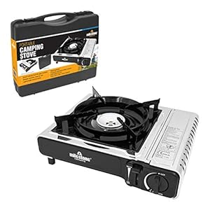 Milestone Camping 18949 Portable Gas Camping Stove with Carry Case/Gas Powered/Lightweight & Portable/Camping/Festivals/Fishing Trips, Grey