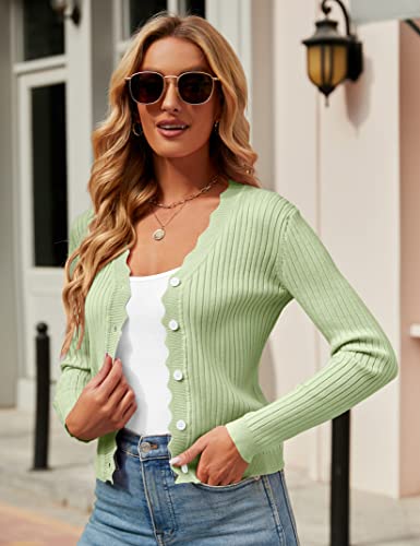 Image of Womens Cropped Cardigan Knit Shrugs for Dresses Tops V Neck Button Down Cardigans Sweaters