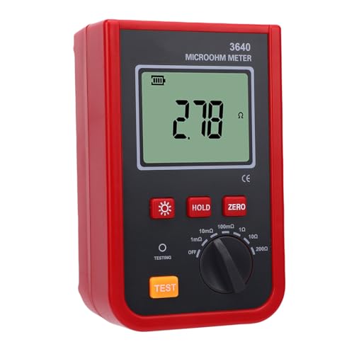 Medidor de Microhm de Probador de Resistencia de DC Digital con Pantalla LCD Retroiluminada de Calibración Automática para Pruebas de Valor Resistente Al Suelo (Enchufe de la UE)