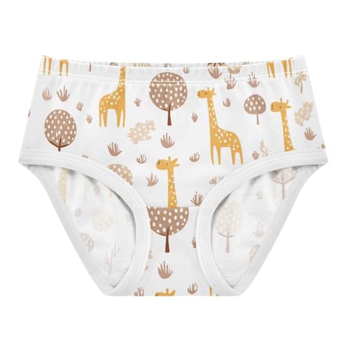 Toddler Underwear Floral 2t Cotton Panties Little Girl Fun Print Briefs Undies Kids Cute Cartoon Giraffes Trees White