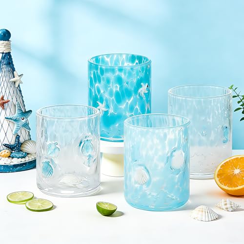 JarThenaAMCS 4Pcs Summer Ocean Icon Juice Glass 14 Oz Wine