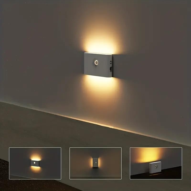 Luce notturna a LED con sensore di movimento Lampada da parete a LED ricaricabile USB per camera da bagno, lampada da parete a specchio per armadio, lampada intelligente da cucina acquista in