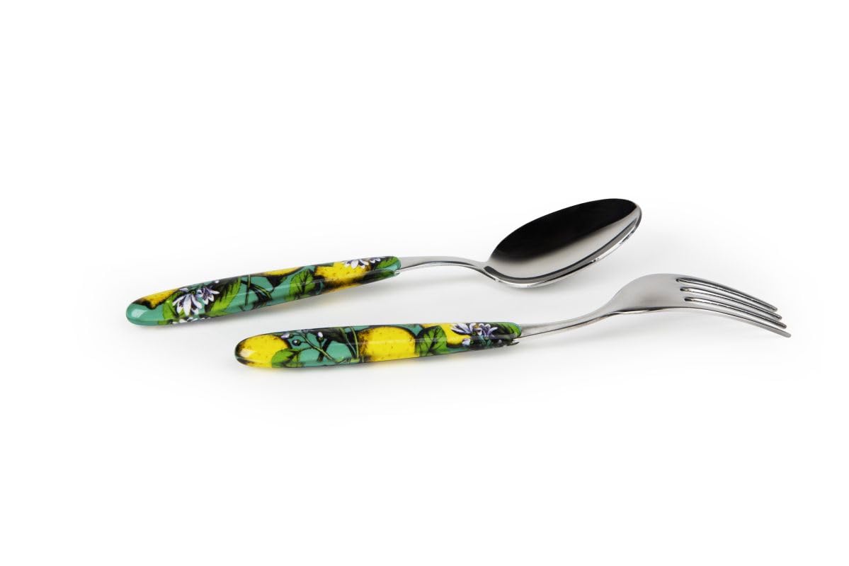 Excelsa Boboli Set 24 Posate, Acciaio Inox, Manici Decorati con Limoni, 6 Servizi