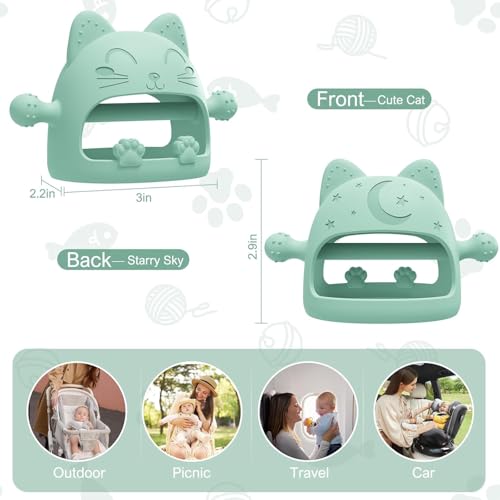 Image of Baby Teething Toys for Babies 0-6 Months,Baby Teether Chew Toys for Teething Relief,Silicone Teething Mitt,Baby Toys 6 to 12 Months,Ideal Baby Shower Gifts for New Moms & Newborn(Cartoon Cat)