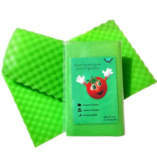 NEOWS - 2PCs Base Conservante para Nevera Universal - Espuma Ondulada para Cajones Frigorifico - Alfombrilla para Frutas y Verduras - Tapete Antihumedad Antimoho Antibacteriana - 48x30cm Recortable