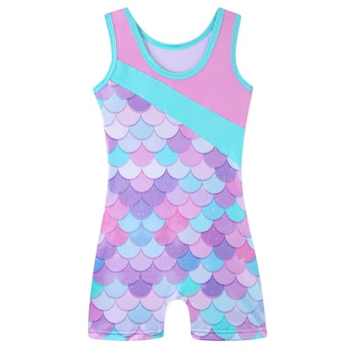 Image of HOZIY Leotards for Girls Gymnastics Kids Children Biketard Snowflake Ribbon Blue Purple Hot Pink Sparkle