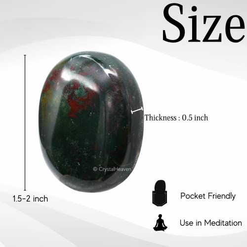 Image of Crystal Heaven Certified Bloodstone Crystal Palm Pebbles Stones For Anxiety Stress Relief Massage-Aaa Grade Original Healing Gemstone Agate Palm Stone For Yoga Meditation Spiritual Reiki Feng Shui