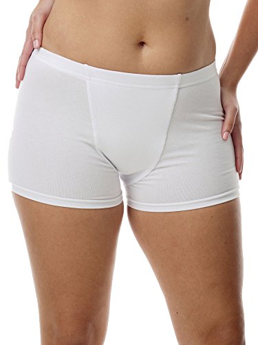 Underworks Women's Cotton Spandex Boxers Bloomers Boyleg Panties Large White
