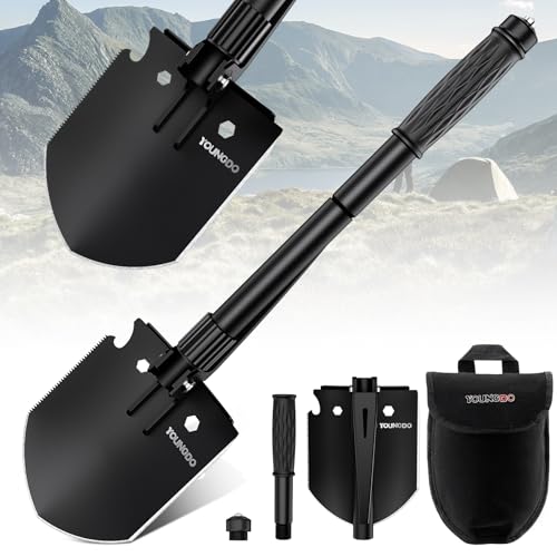 Compatto e Portatile: La pala pieghevole è compatta, ha una maniglia a vite staccabile.La pala da campeggio pesa 1000g e viene fornito con un sacchetto di stoccaggio, che può essere messo in uno zaino quando si va fuori. Quando il campeggio, questa pala pieghevole è indispensabile strumenti da campeggio.
