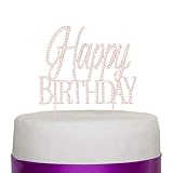 Ella Celebration Happy Birthday Cake Topper, Rose Gold Party Decoration, Metal Rhinestone Toppers (Rose Gold)