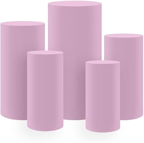 Miniatura 7 de Iydamc Juego de 5 fundas de elastano para pedestal cilíndrico, color rojo, para mesas cilíndricas redondas, cubiertas para soporte de exhibición de