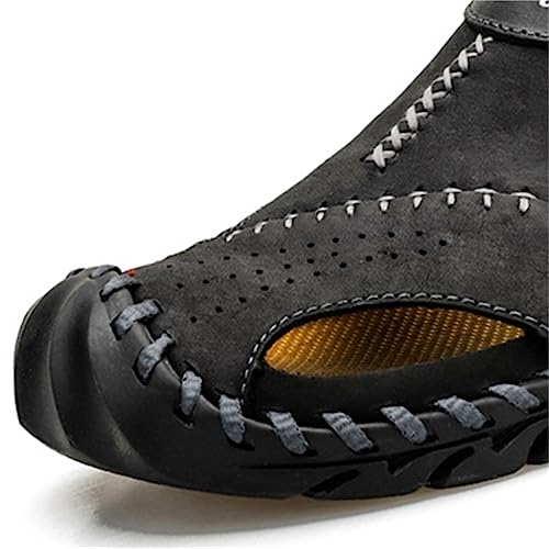 Black Casual Headband Hollowed Out Purpose Slippers For Men's Outdoor Breathable Beach Shoes4