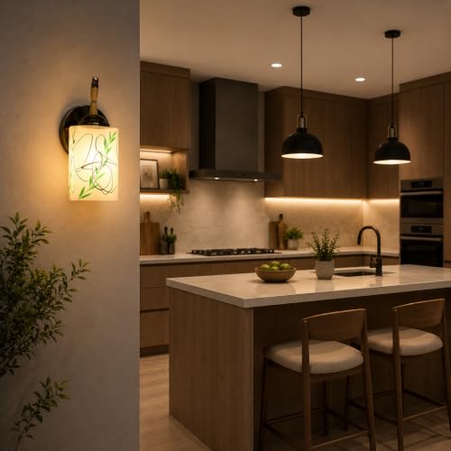 Image of ADWAIT Home Decor Wall Lights Glass Lamp Shade with Premium Finish & E27 Bulb Holder for Living Room, Bedroom, Balcony, Kitchen, Cafes | Decorative Night Lamps Fixtures | Elegant Wall Hanging Lights