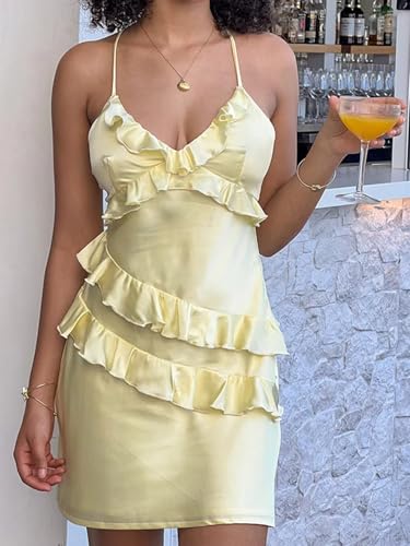 Spaghetti Strap Satin Homecoming Dresses for Teens 2025 Mini HOCO Dress Asymmetrical Ruffles Party Gown2