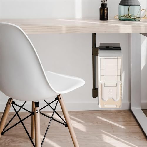 Soporte para CPU, carrito móvil bajo escritorio, soporte colgante ajustable para torre PC con rotación de 360° (Negro) miniatura 6