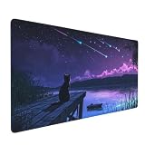 Tappetino MouseGatto Tappetino Mouse xxl 900x300x3mm Impermeabile, Base in Gomma Antiscivolo, Maggiore Precisione e Velocità, Gaming Mousepad con Bordi Cuciti, Computer, PC (Cielo stellato) D-815