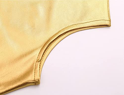 LUCKYGAL Girls Metallic Dresses Sparkly Shiny Party Twirl Dress Sleeveless Outfits4