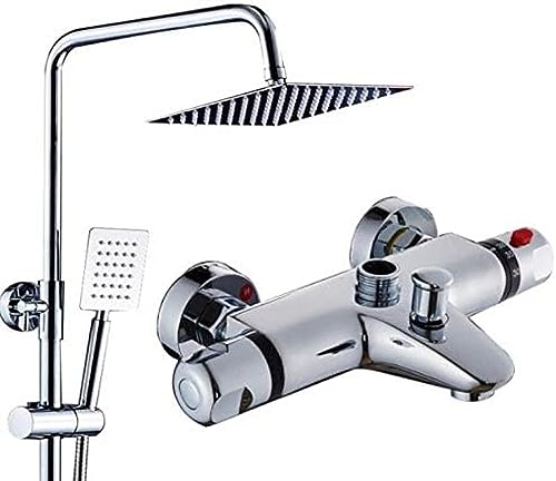 Robinets de douche set chrome avec mélangeur vanne de main et pommeau de douche pluie