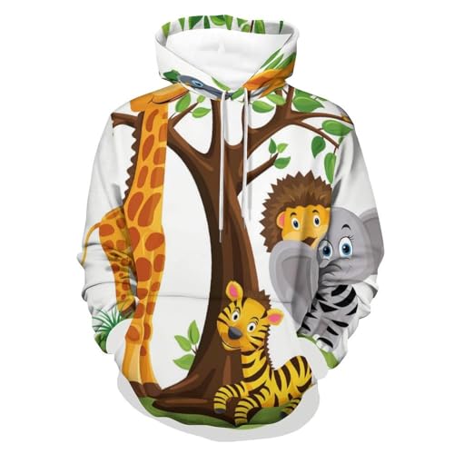 Sweatshirt Lion Éléphant Girafe hoodie manches longues pullover homme femme S