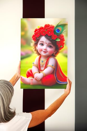 Image of Baby poster for Pregnant Women Pack of 8 12x8 Inch 300 GSM - Radha Krisha Posters Stickers Wallpaper - Baby Photos for Wall bedroom livingroom - Bal Krishna God Poster